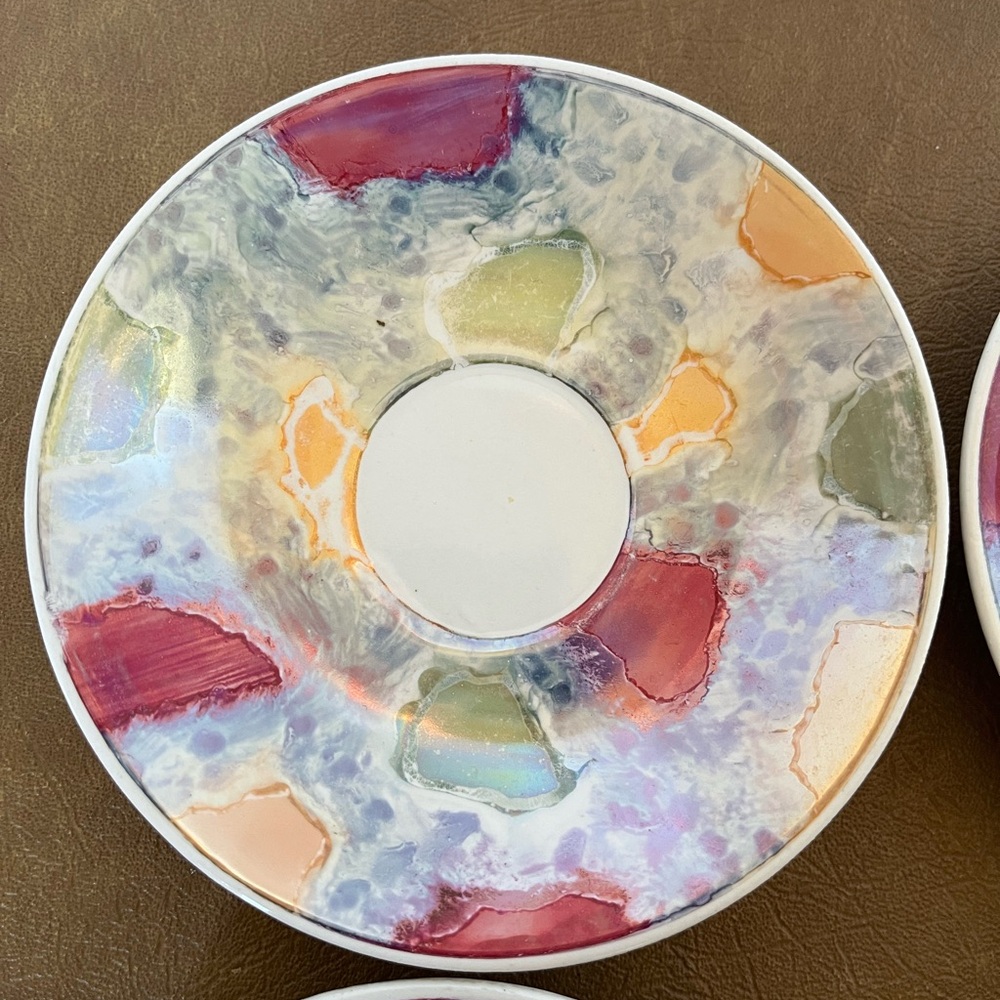 Set of Four Saucers or Trinket Dishes Handpainted - Picture 3 of 10